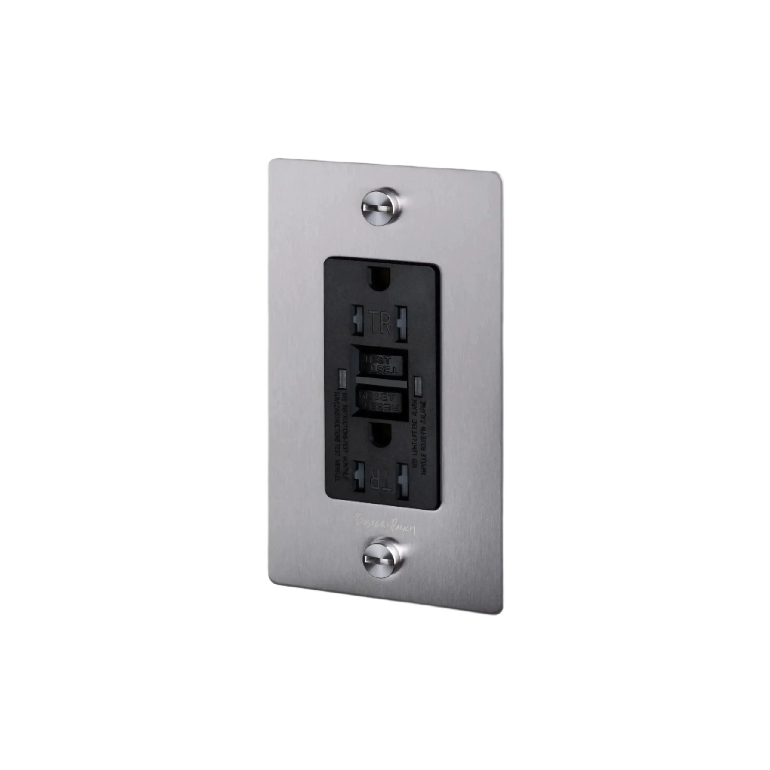 1G Duplex GFCI Outlet / With Logo / Steel