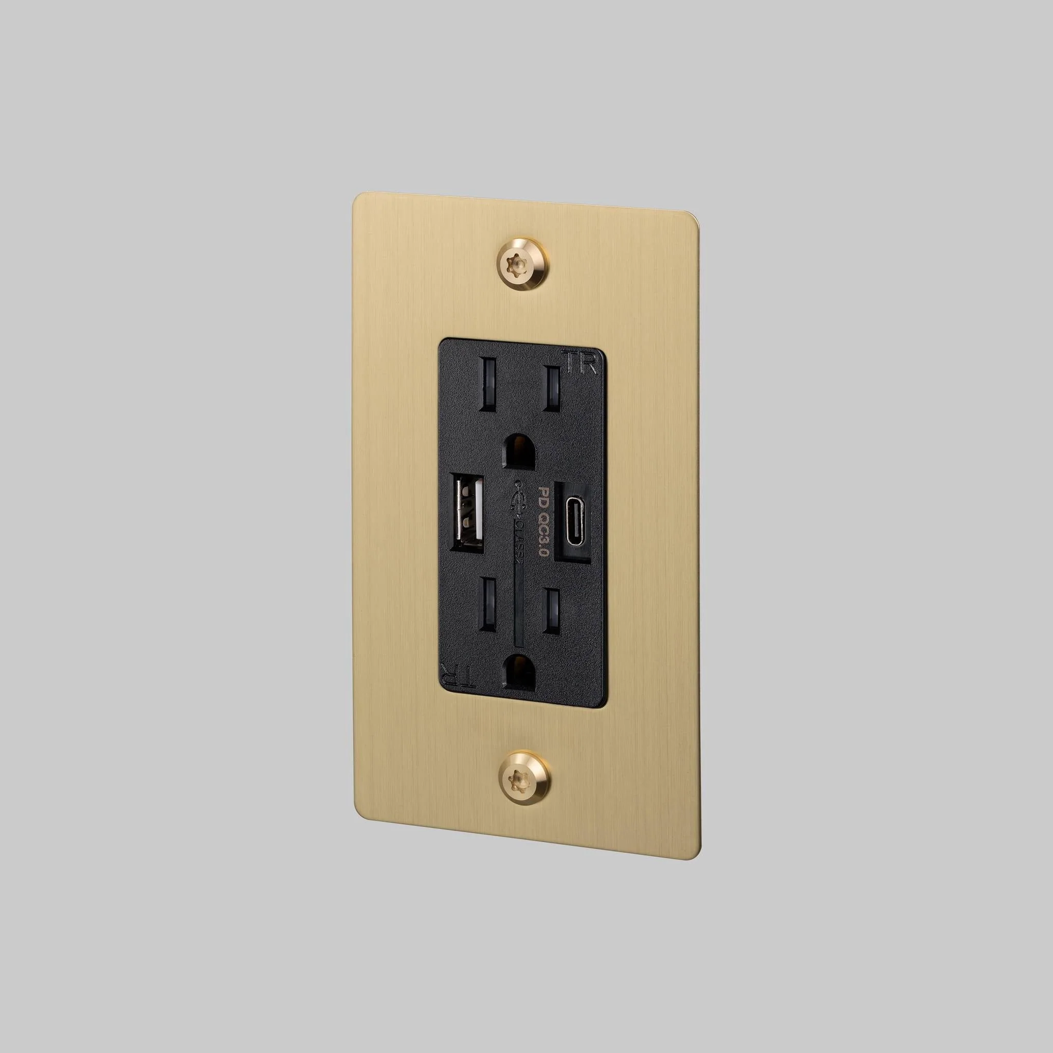1G Duplex Outlet / USB A + C / Linear / Without Logo / Brass - Image 3