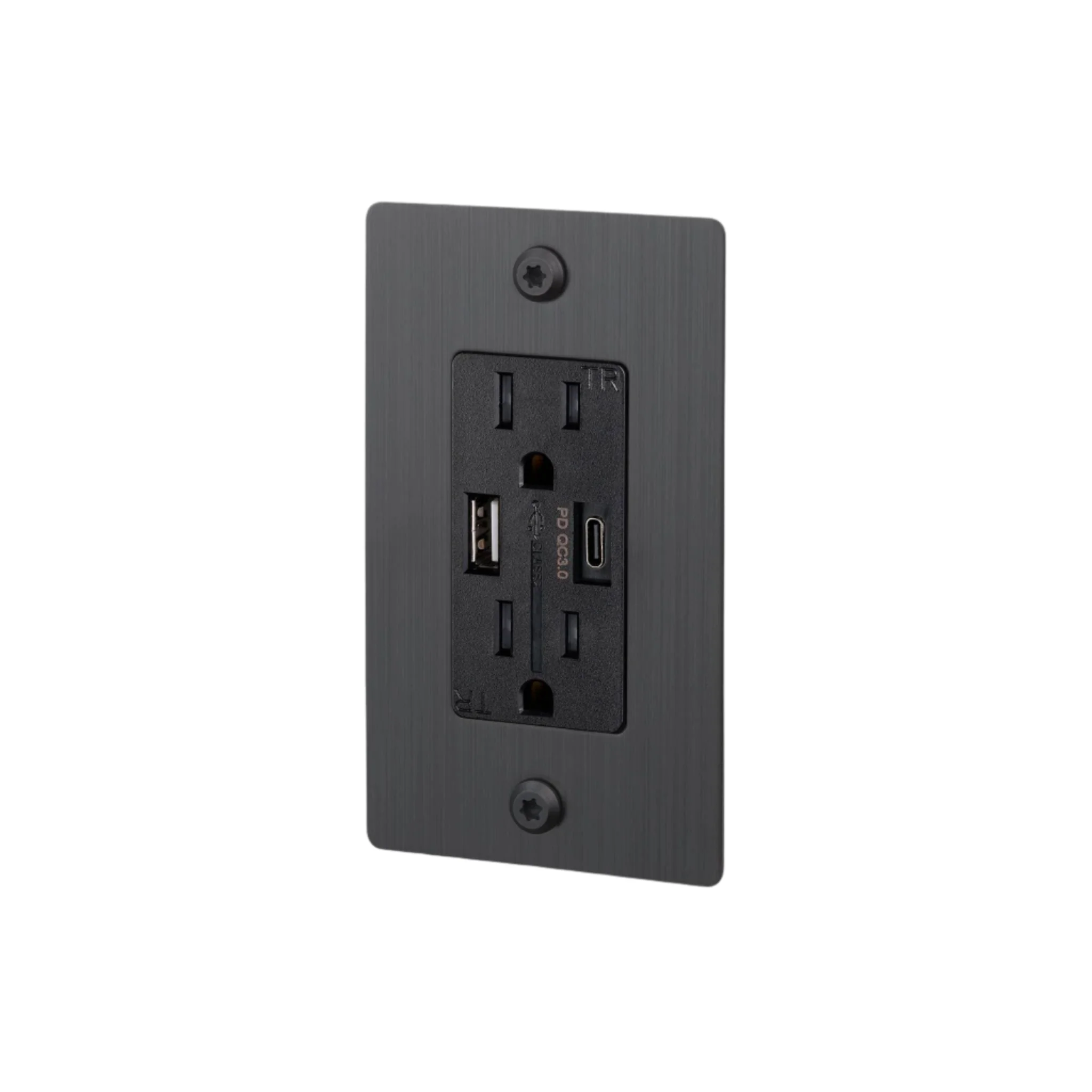 1G Duplex Outlet / USB A + C / Linear / Without Logo / Smoked Bronze - Image 2