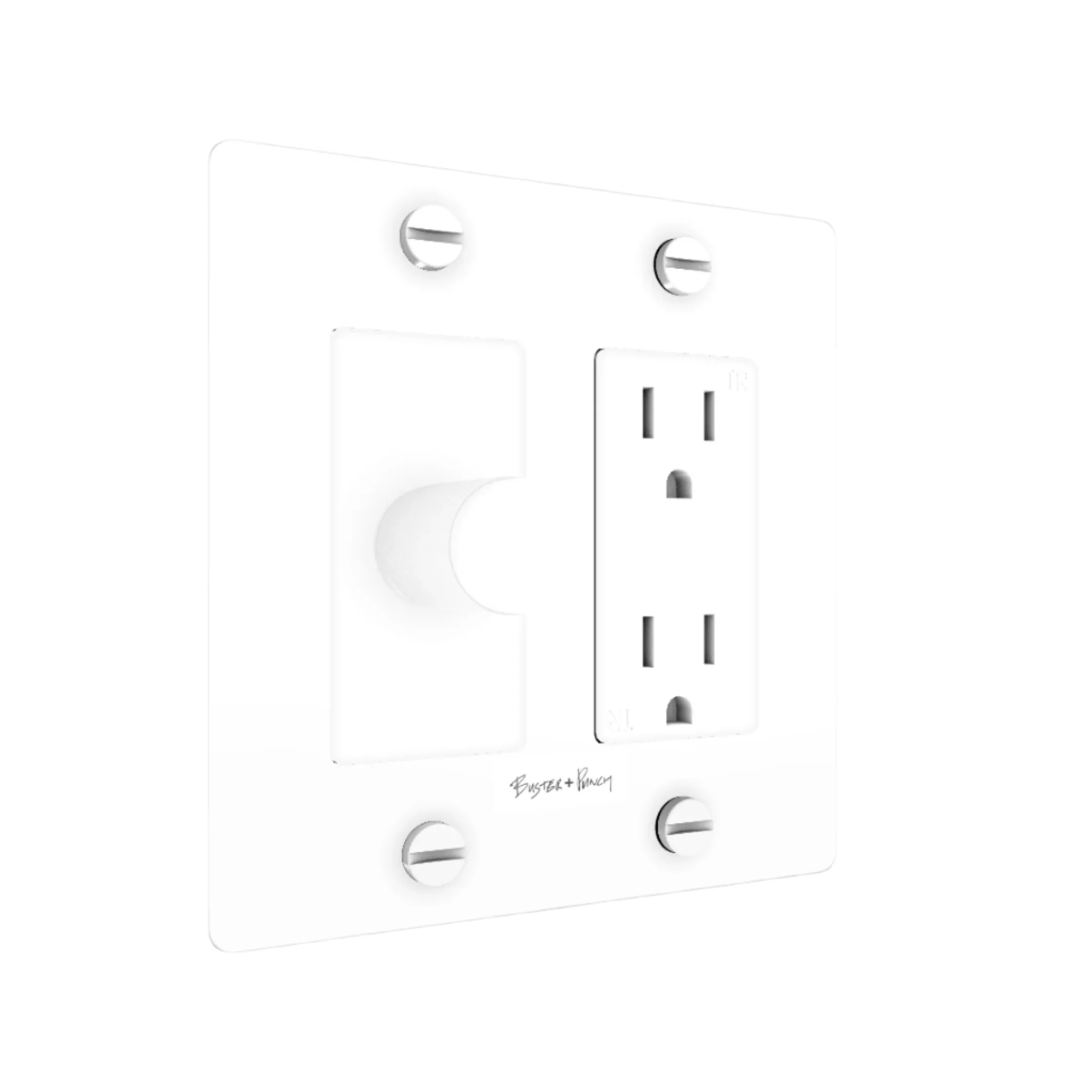 2G Dimmer & Duplex Outlet / Cross / With Logo / White / White