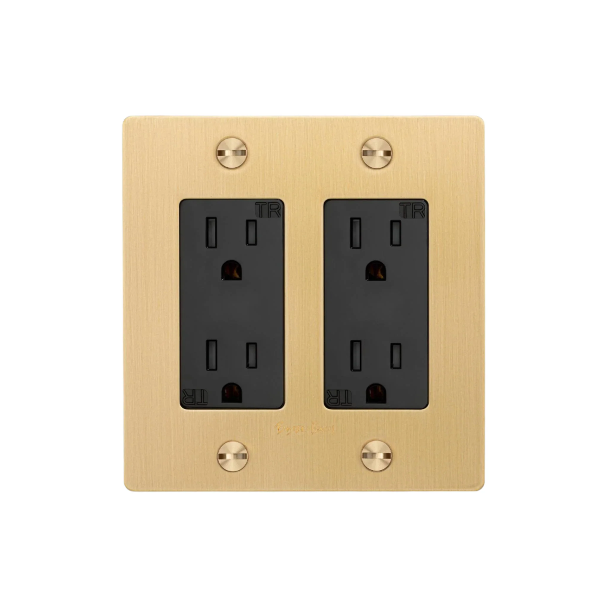 2G Duplex Outlet / Cross / With Logo / Brass