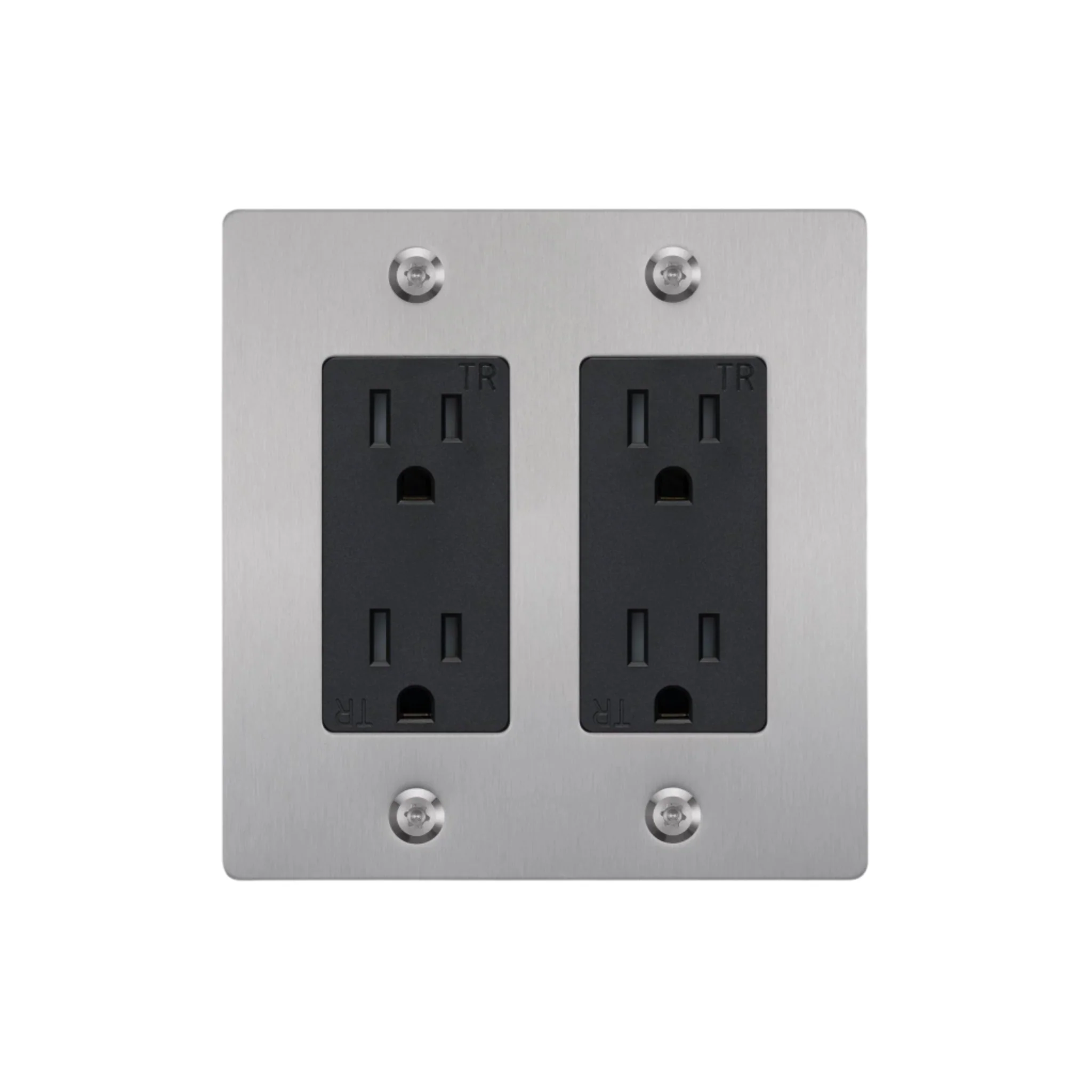 2G Duplex Outlet / Linear / Without Logo / Steel