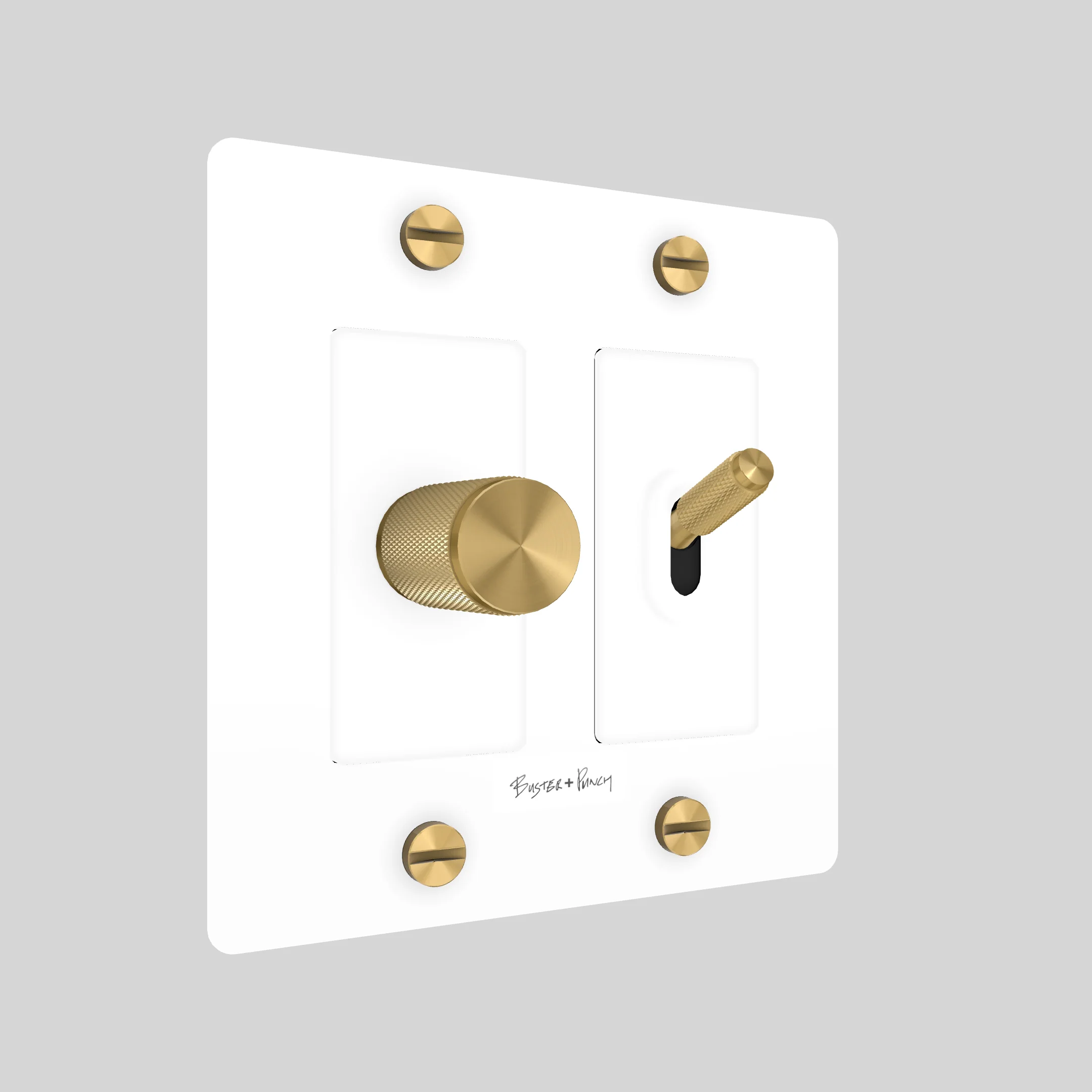 2G Toggle & Dimmer / Cross / With Logo / White / Brass - Image 2