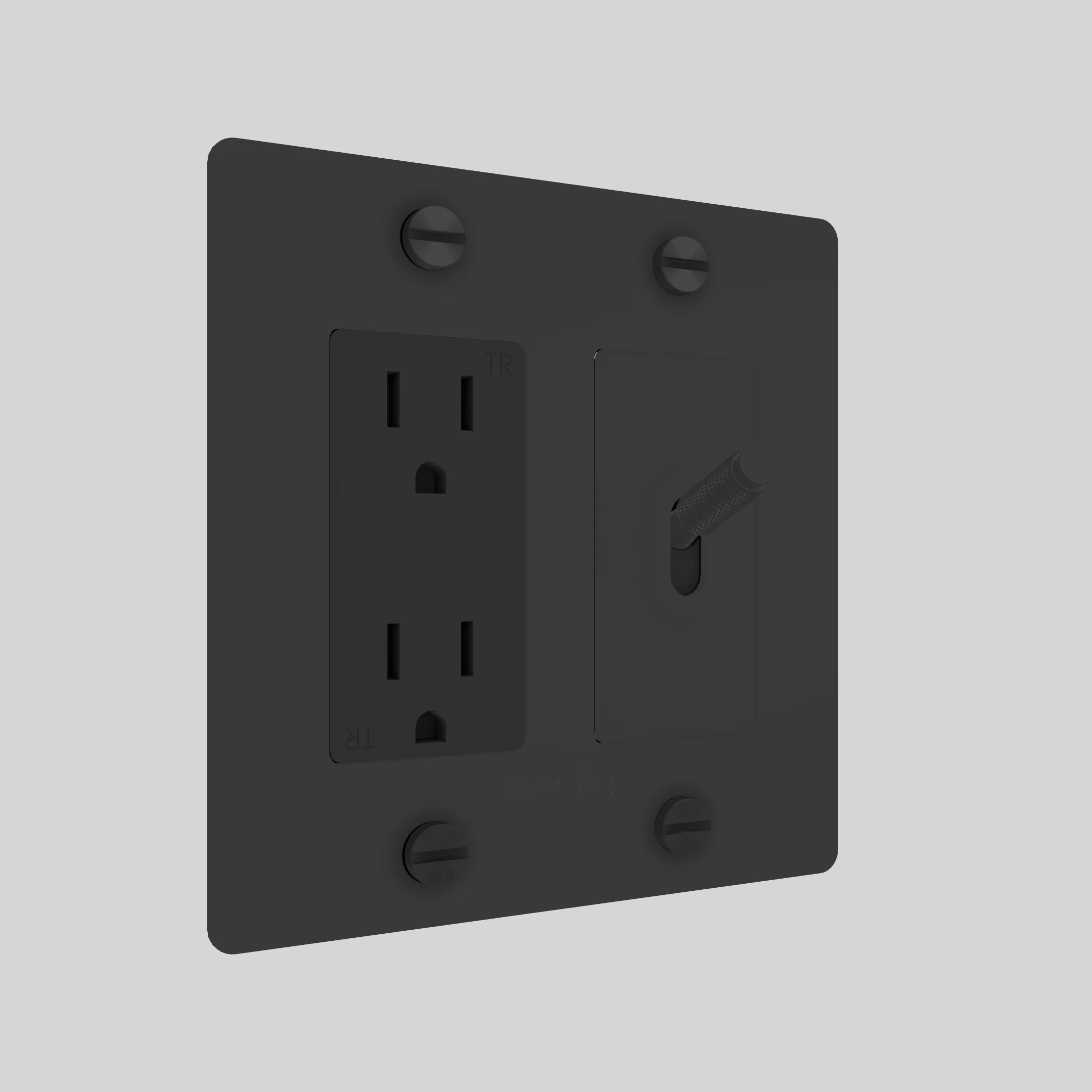 2G Toggle & Duplex Outlet / Cross / Without Logo / Black / Black - Image 2