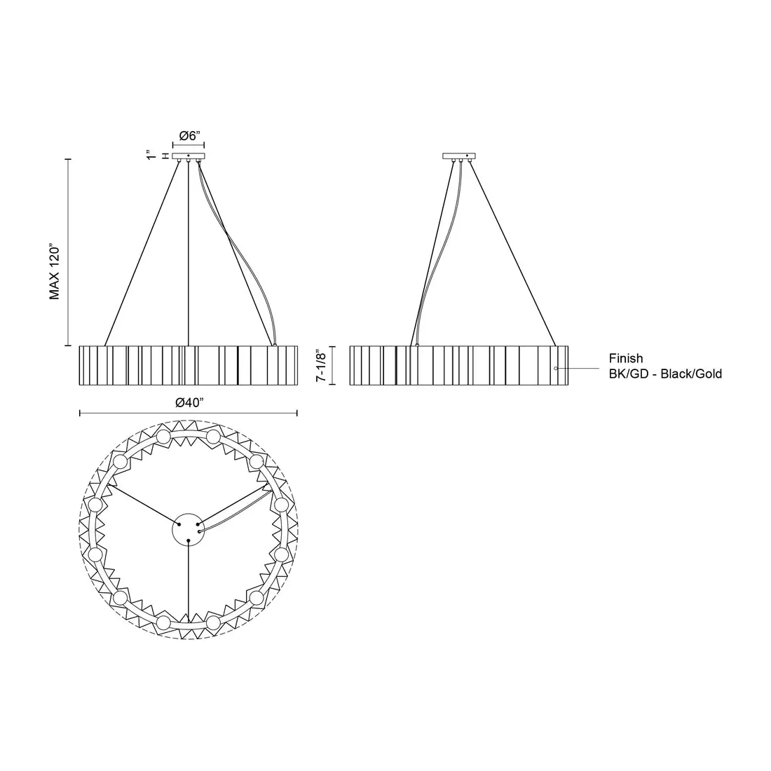 Akira 40-in Chandelier - Image 4