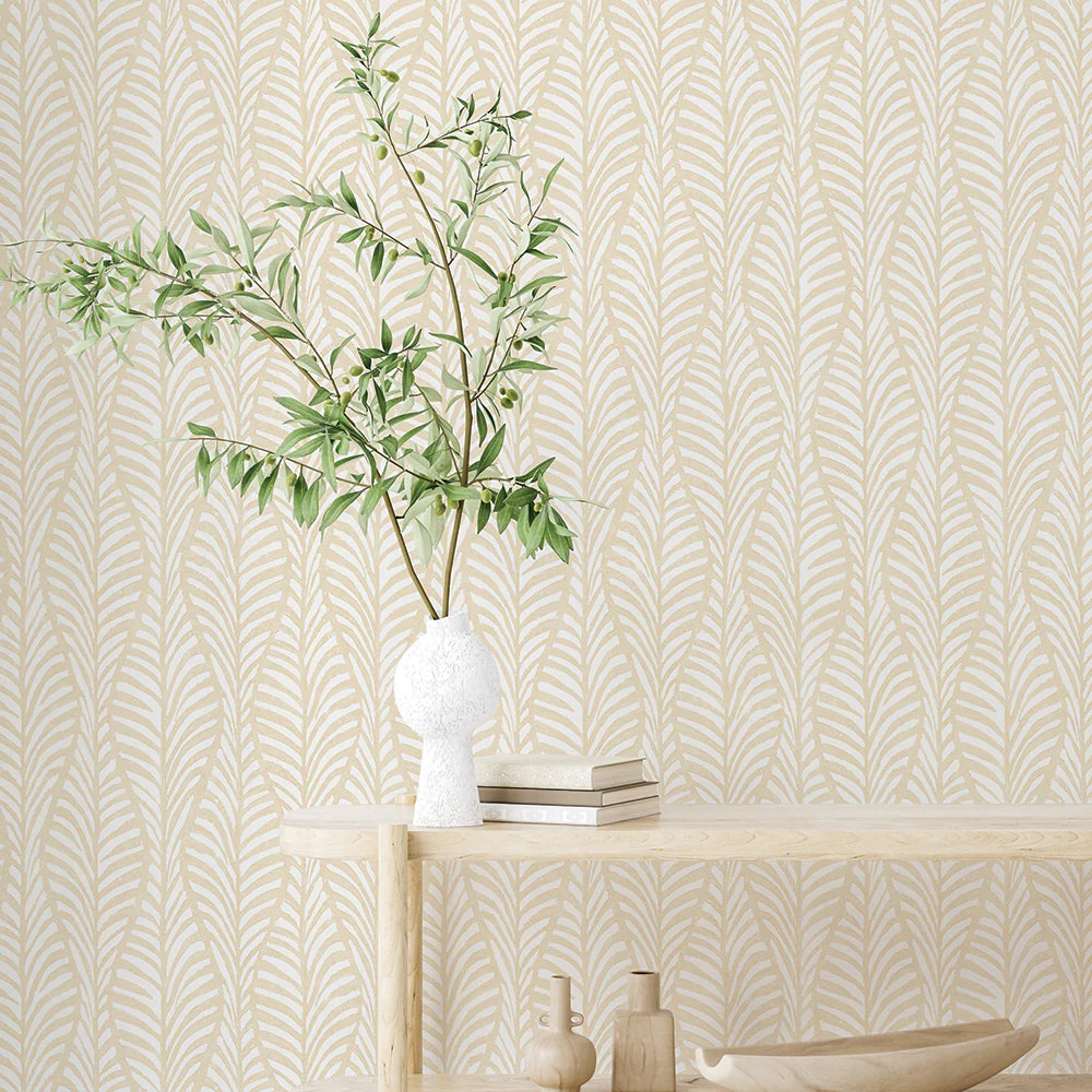 Block Print Leaves Peel and Stick Wallpaper - Image 32
