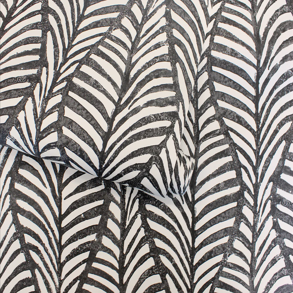Block Print Leaves Peel and Stick Wallpaper - Image 9