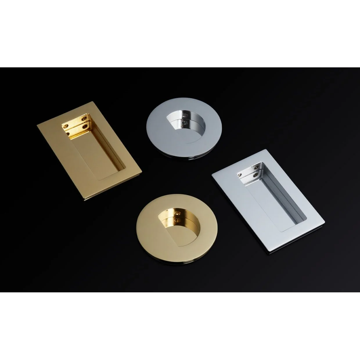 Brass Round Flush Pull with Half Moon Pocket - Image 3