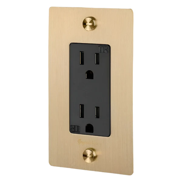 1G Duplex Outlet / With Logo / Brass