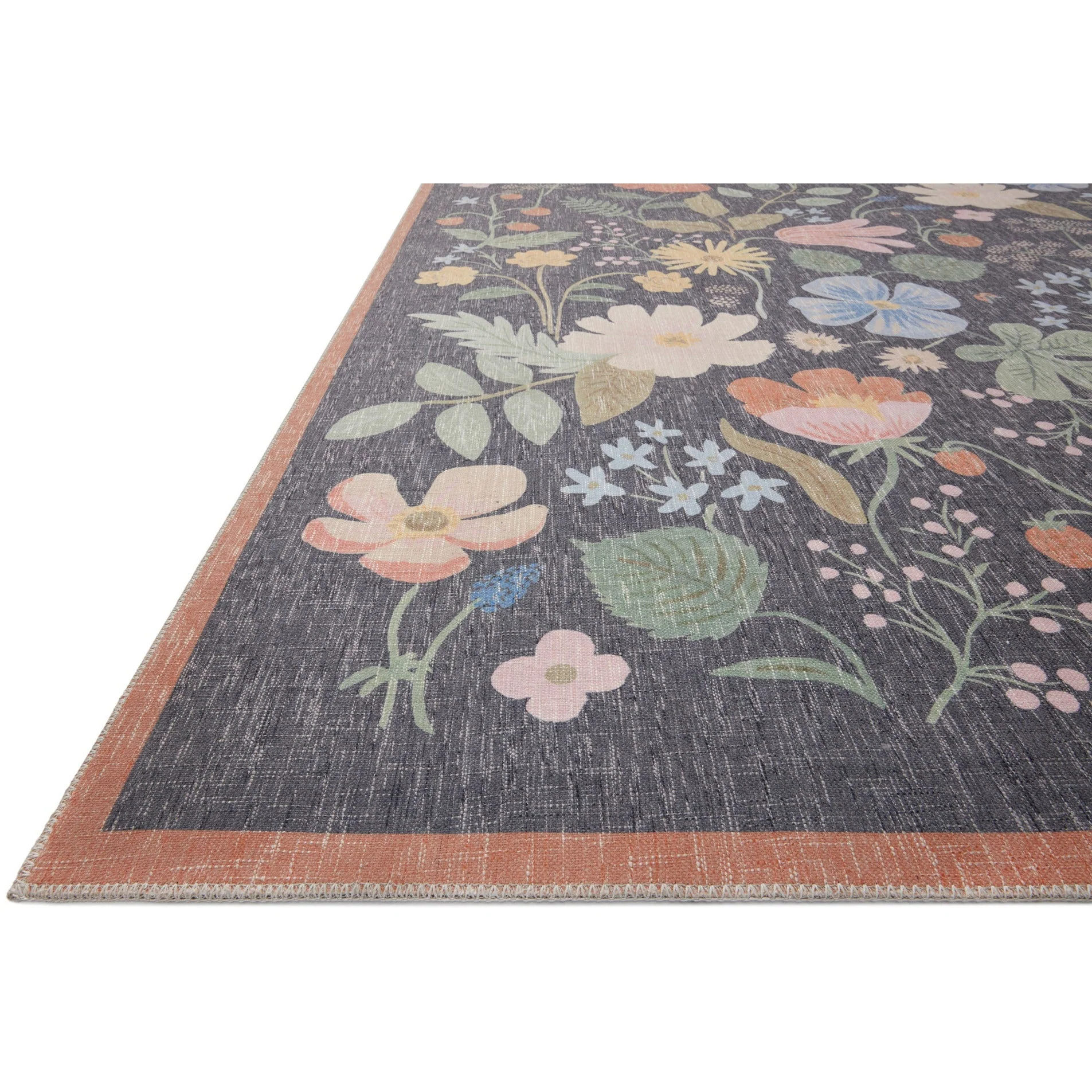 Cotswolds Strawberry Fields / Black | Rifle Paper Co. Rugs x Loloi - Image 3