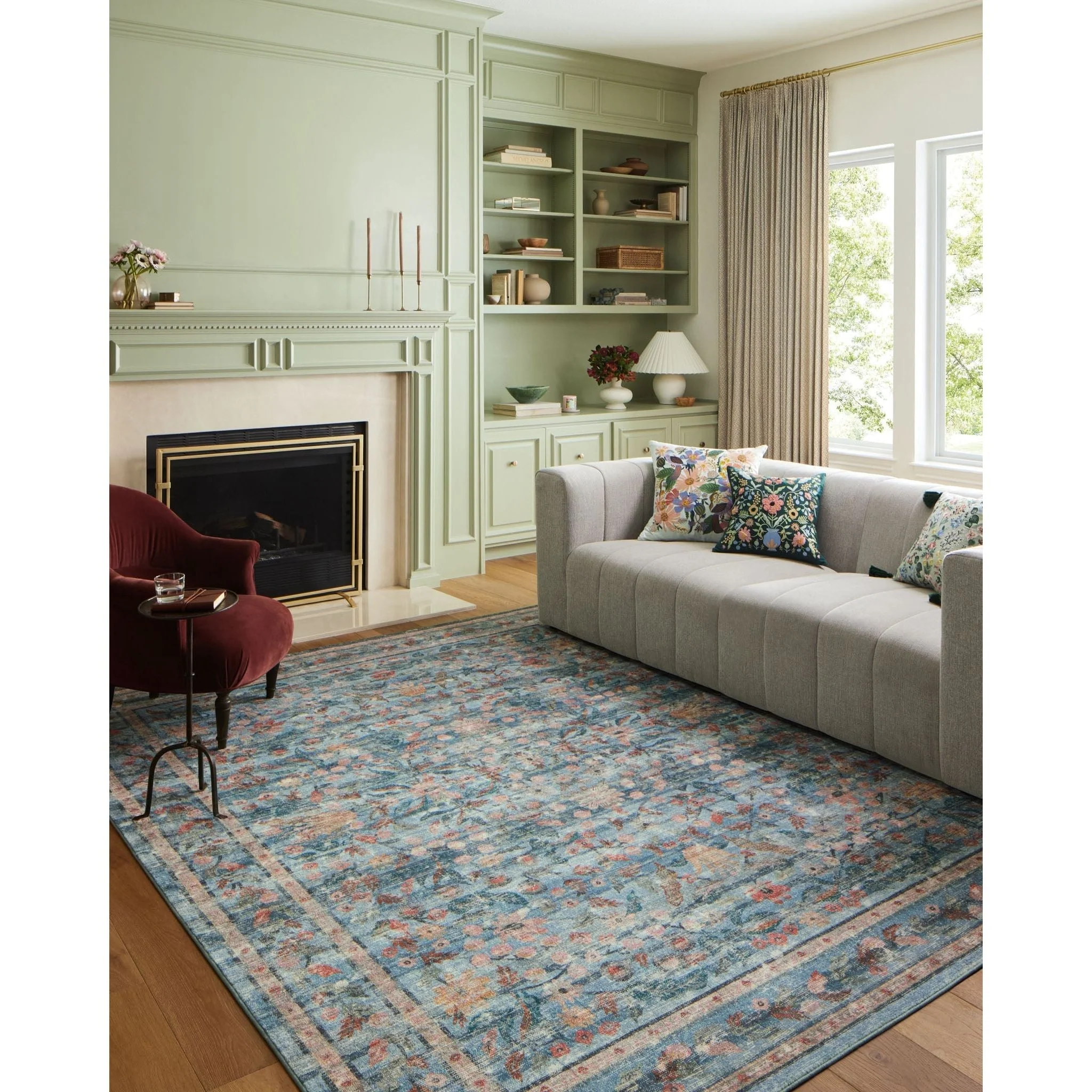 Courtyard Eve Blue | Rifle Paper Co. Rugs x Loloi - Image 2