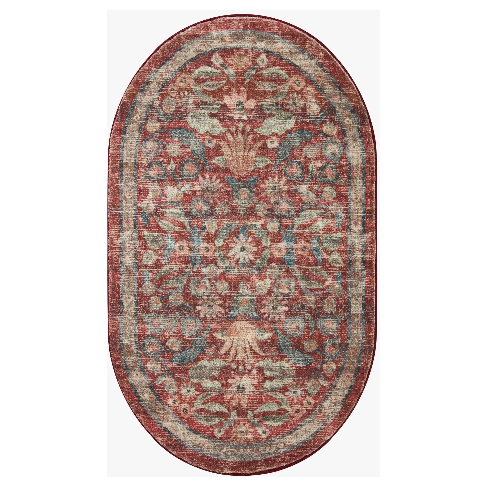 Courtyard Eve Crimson | Rifle Paper Co. Rugs x Loloi - Image 5