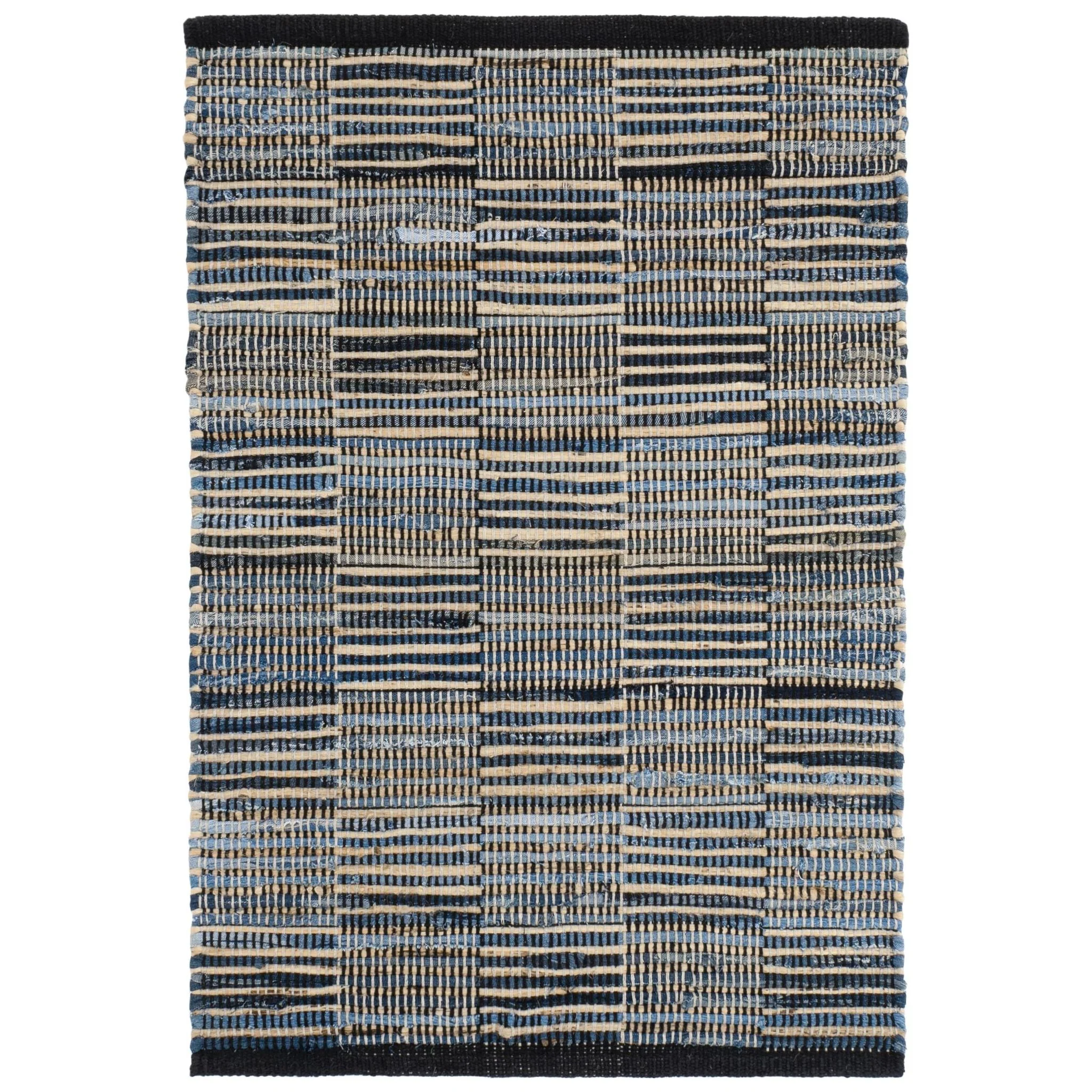 Denim Rag Gridwork Blue Handwoven Cotton Rug