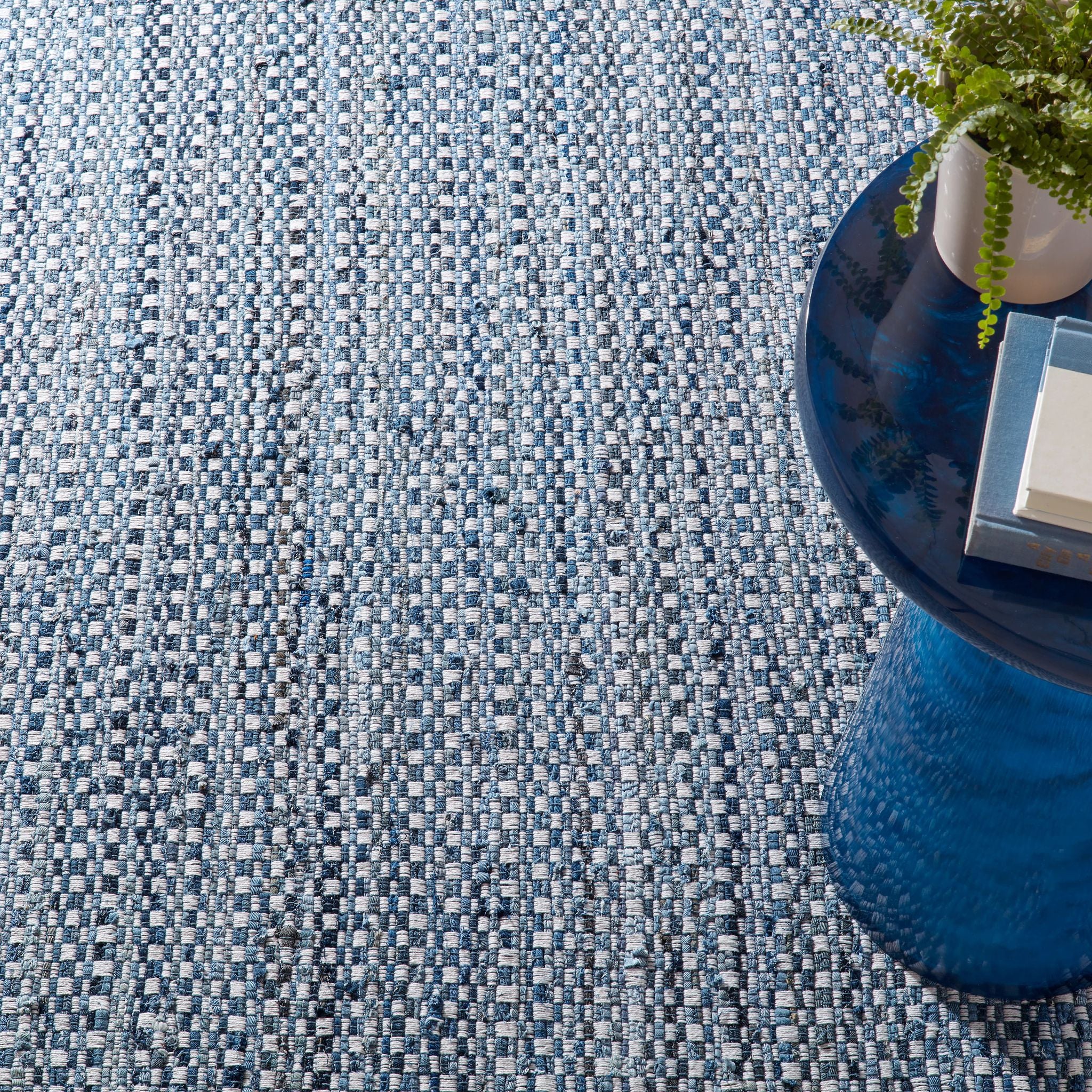 Denim Stone Blue Handwoven Cotton Rug - Image 2