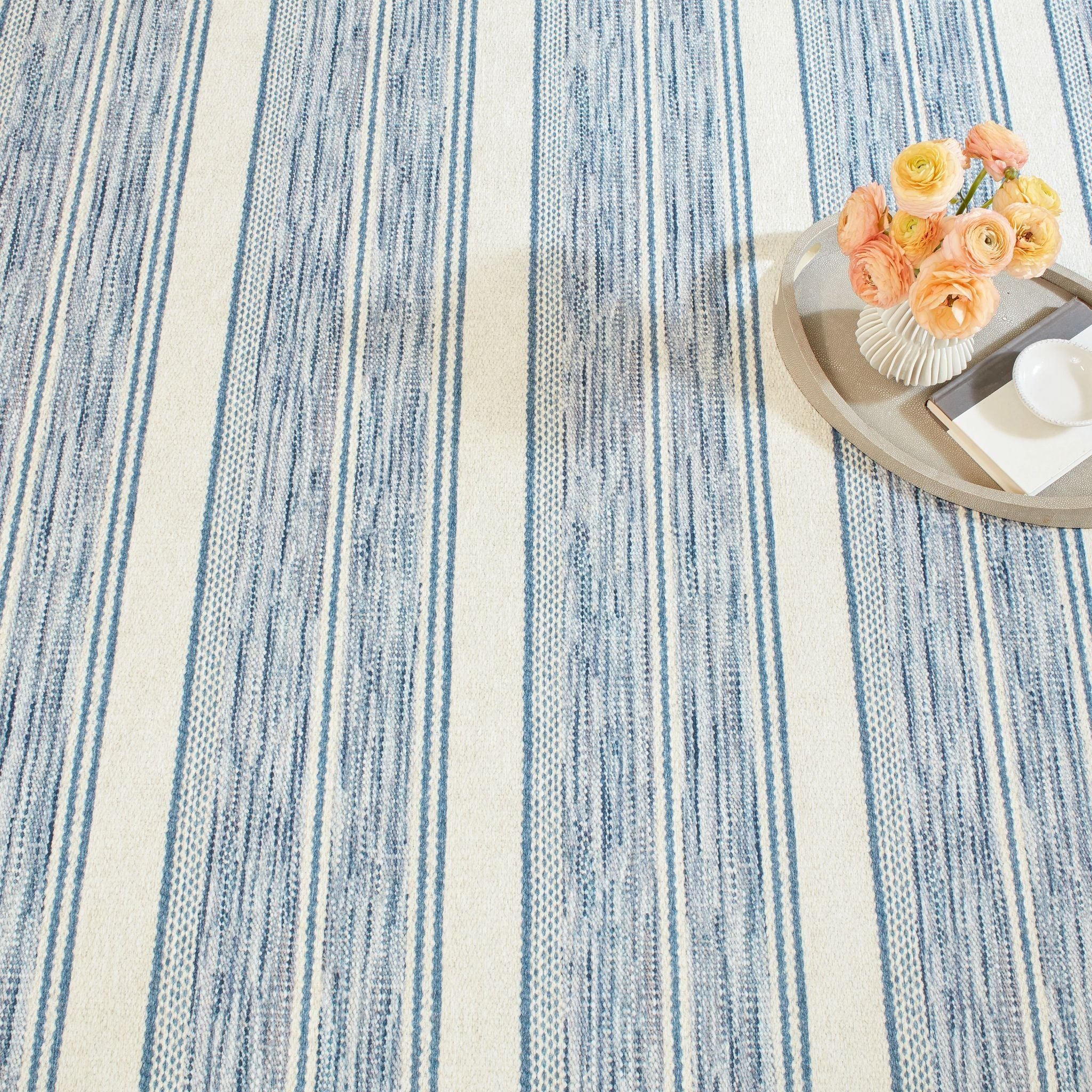 Ellington Stripe Blue Machine Washable Rug - Image 2