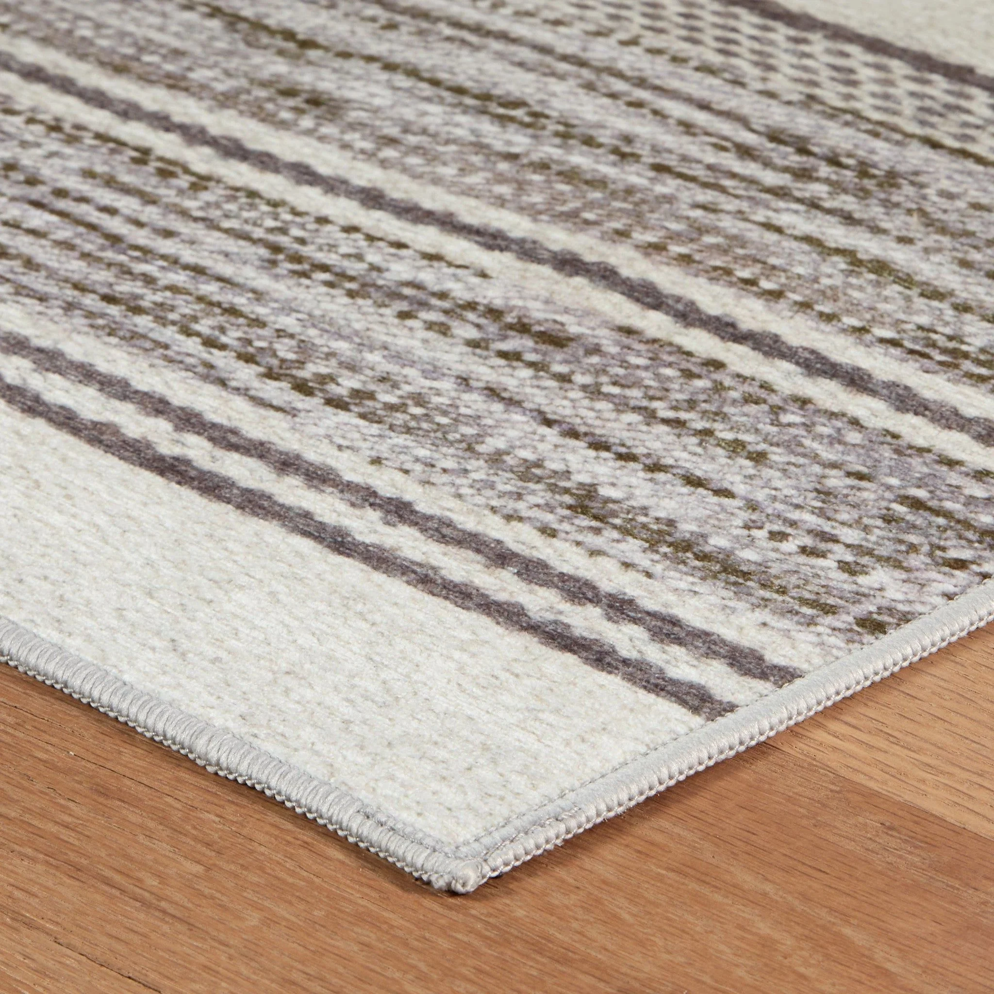 Ellington Stripe Grey Machine Washable Rug - Image 3