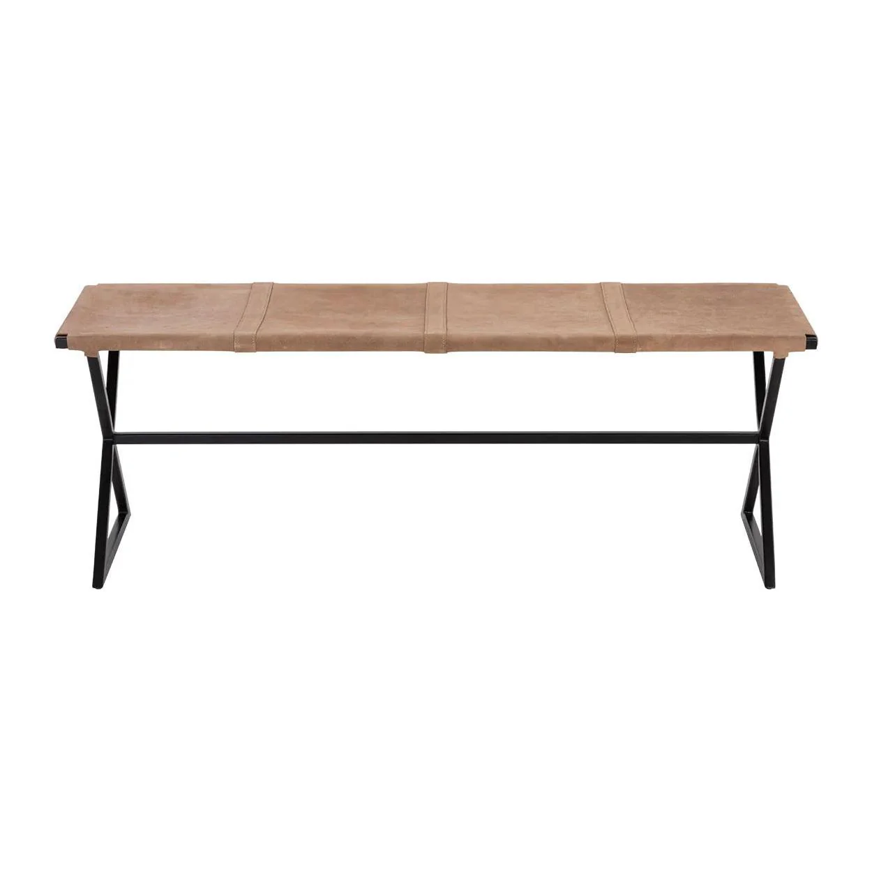 Elon Bench - Sueded Light Tan Leather