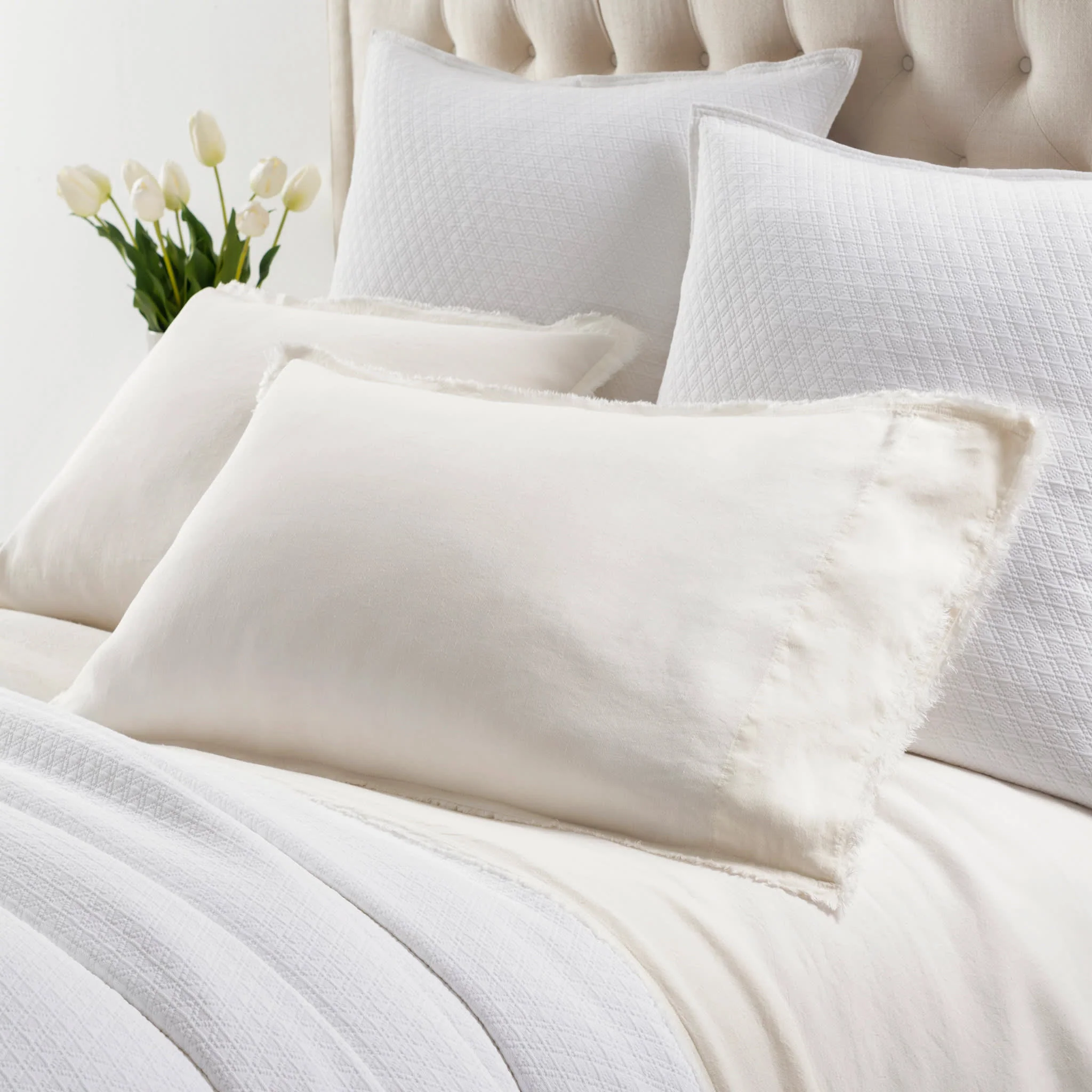 Faye Linen Pillowcases | Dove White
