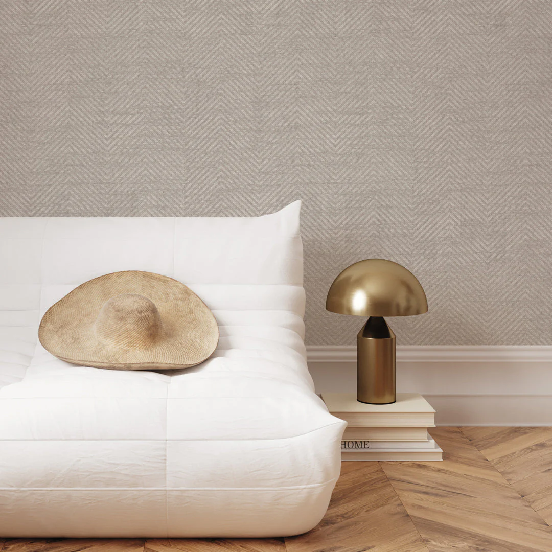 Faux Grasscloth Parquet Textured Peel and Stick Wallpaper by Jeremiah Brent - Image 8