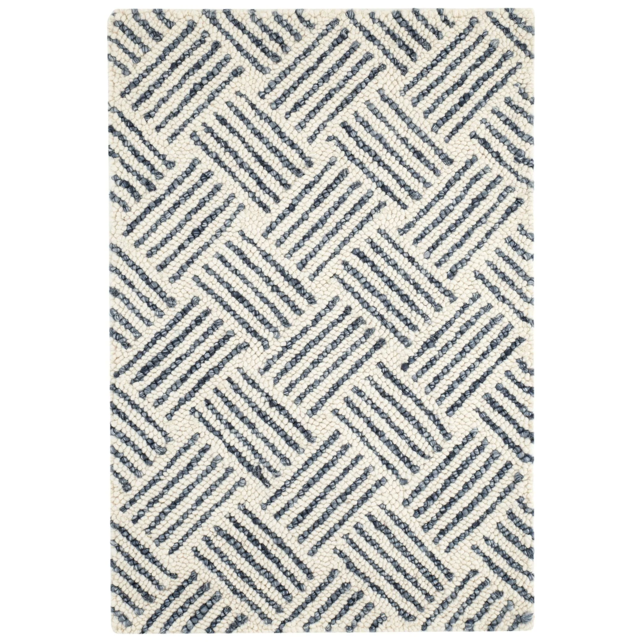 Layers Indigo Hand Hooked Wool Rug