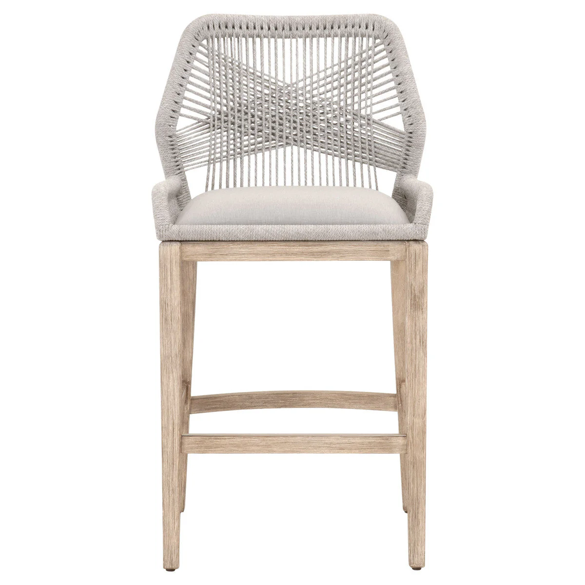 Loom Bar Stool - Taupe & White Flat Rope