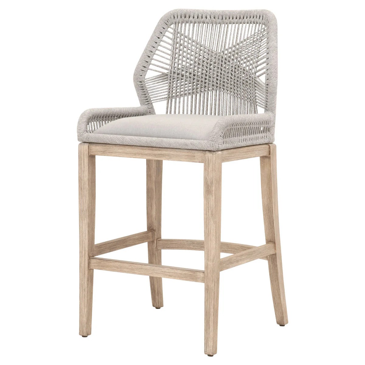 Loom Bar Stool - Taupe & White Flat Rope - Image 2