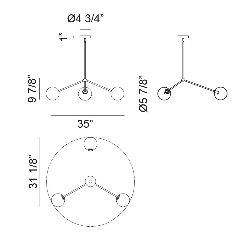 Novo 3 Light Round Chandelier - Image 9