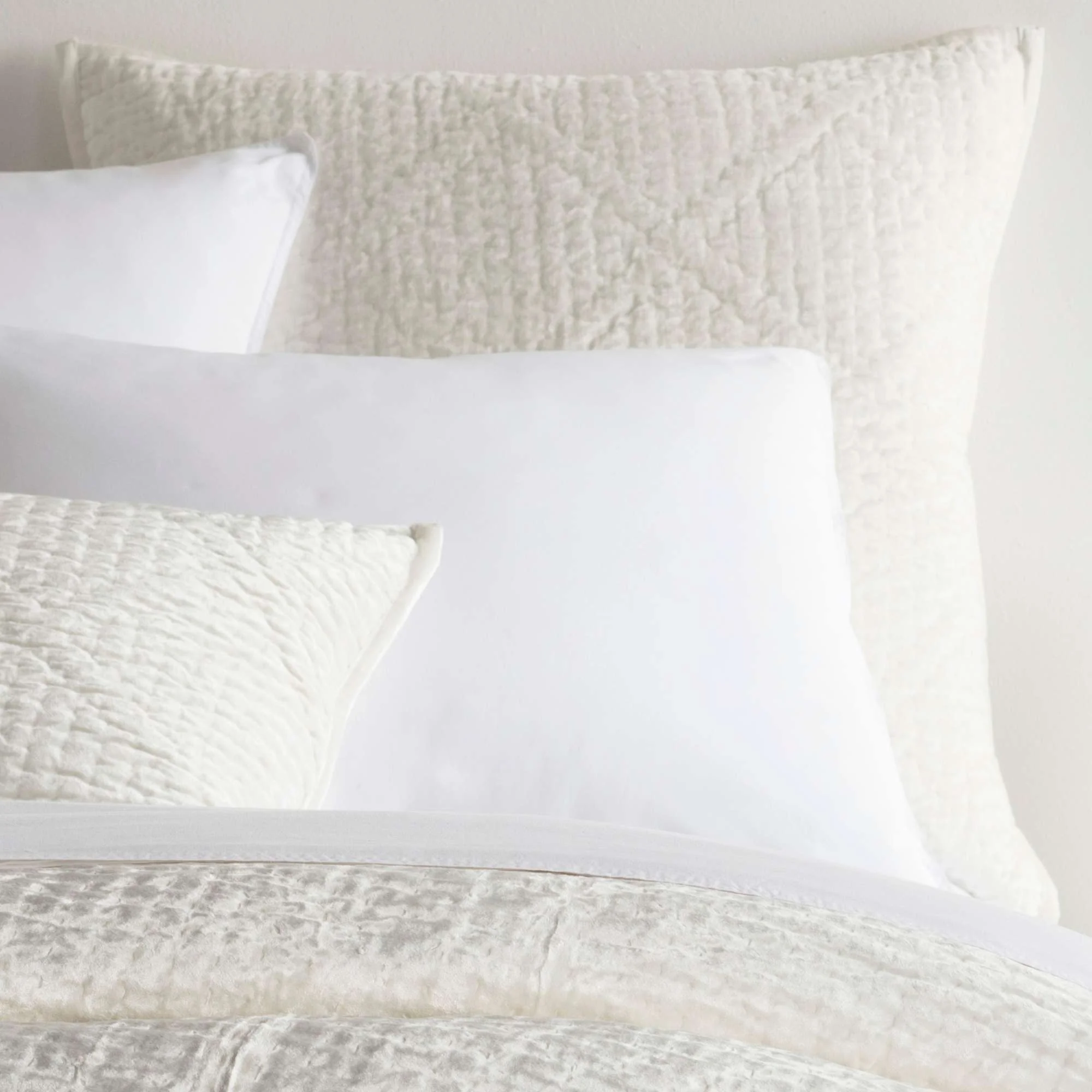 Parisienne Velvet Dove White Quilted Sham | Open Box