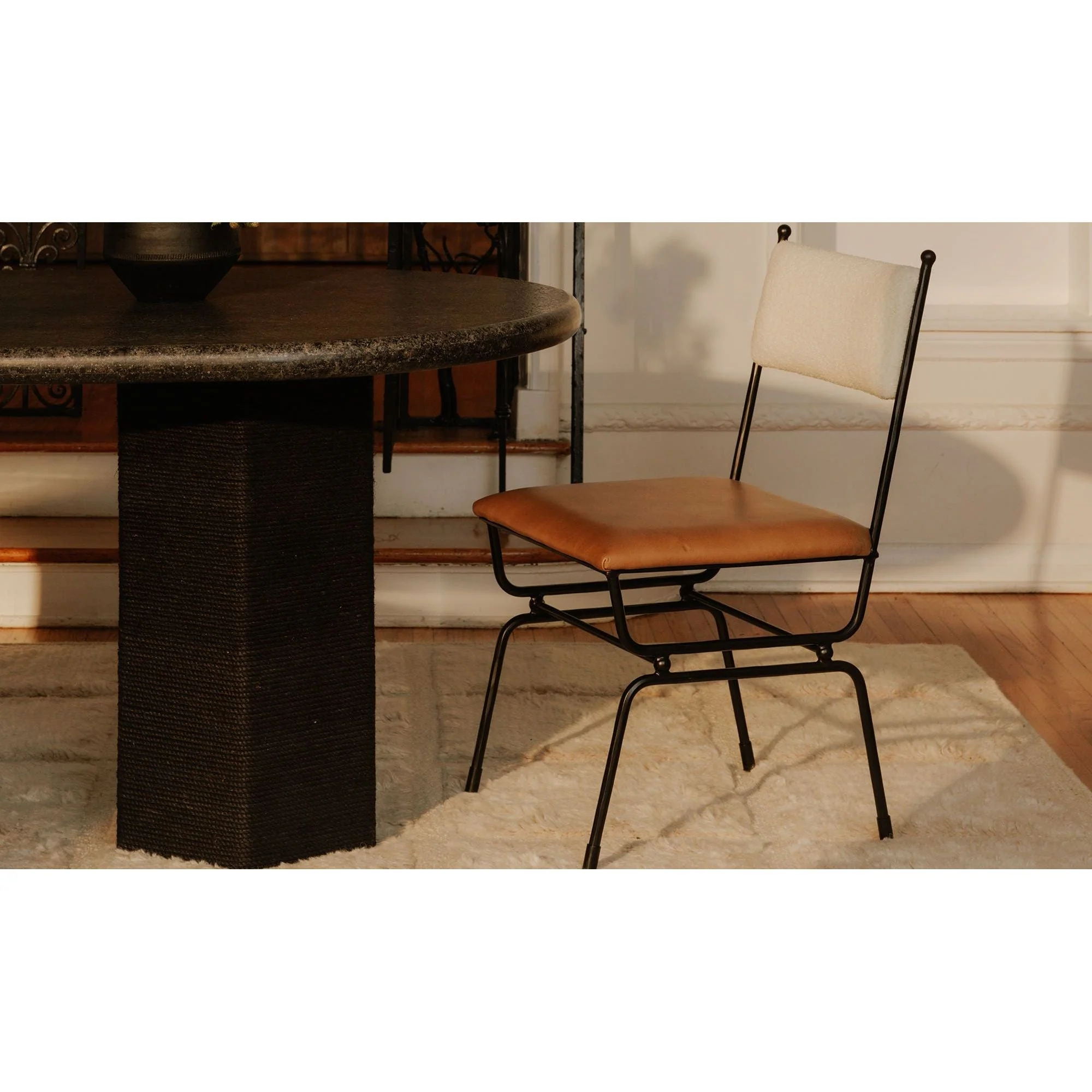 Posta Brown Leather Dining Chair - Image 3
