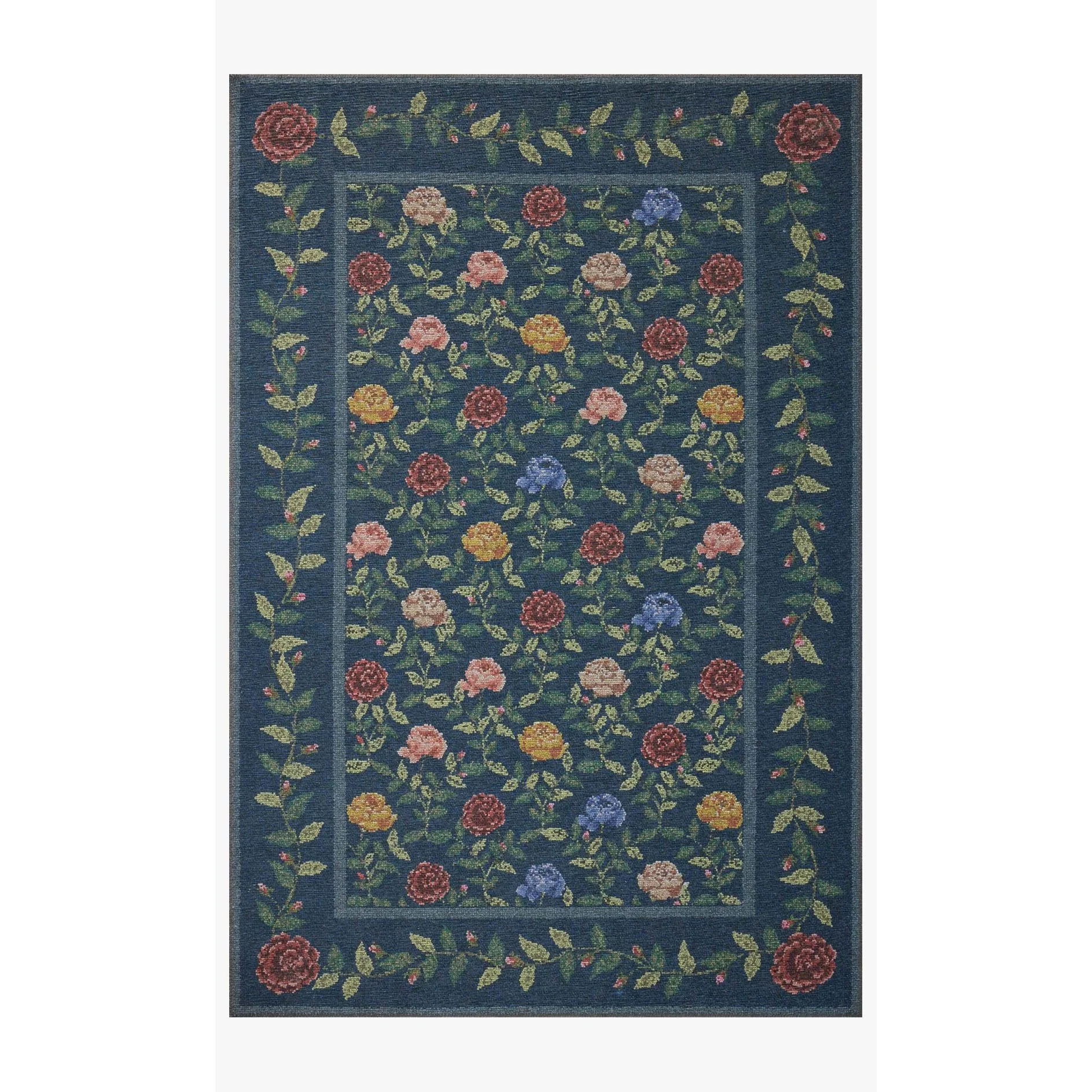 Rifle Paper Wildwood Navy Rug | Rifle Paper Co. x Loloi