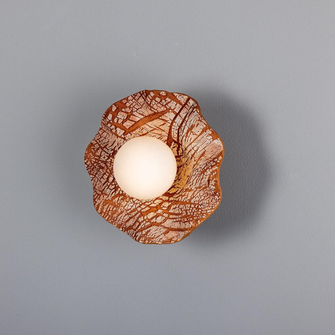 Rivale Bathroom Wall Sconce with Wavy Ceramic Shade, Red Iron| Open Box - Image 2