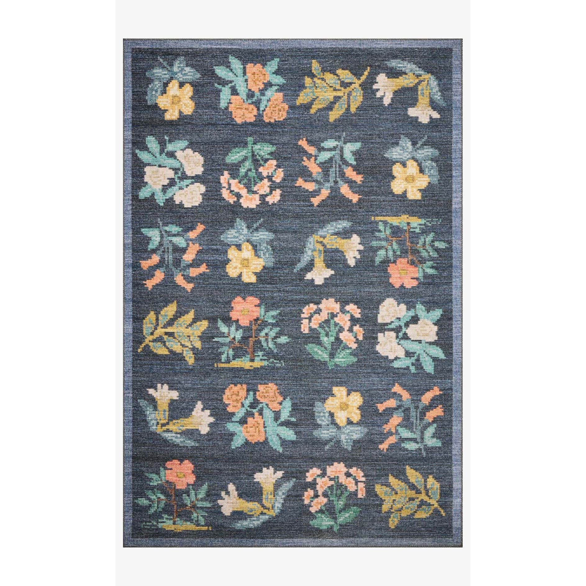 Rosa Navy Rug | Rifle Paper Co. x Loloi