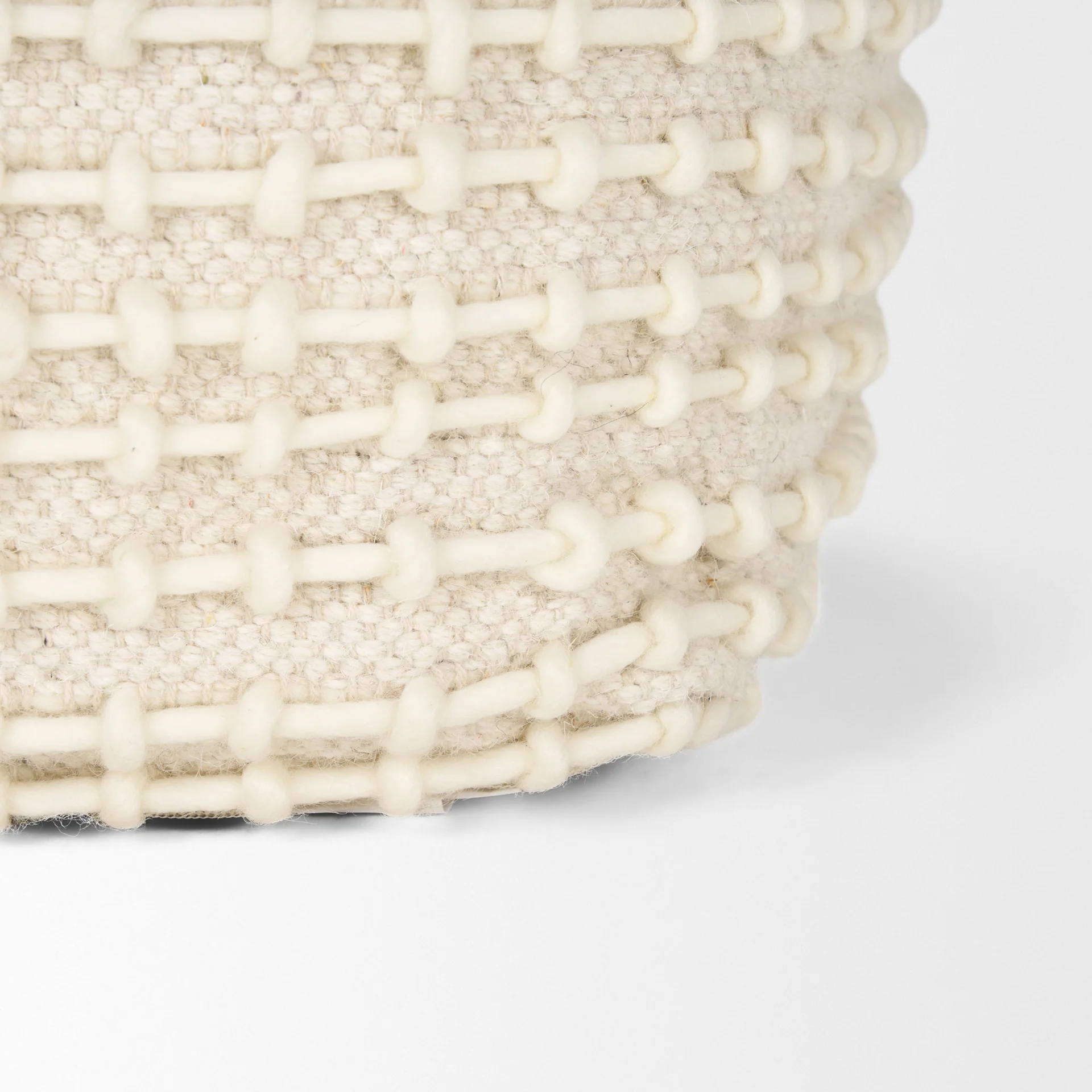 Sakaye Beige w/ Cream Stitched Patterned Pouf - Image 8