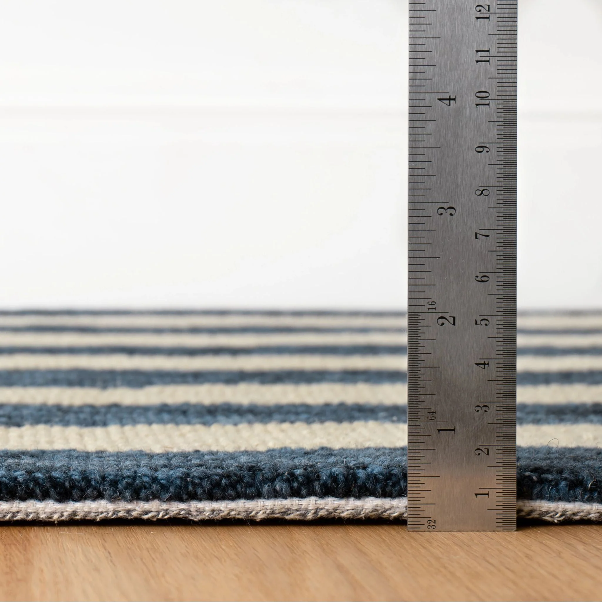 Silas Stripe Navy Hand Micro Hooked Wool Rug - Image 8