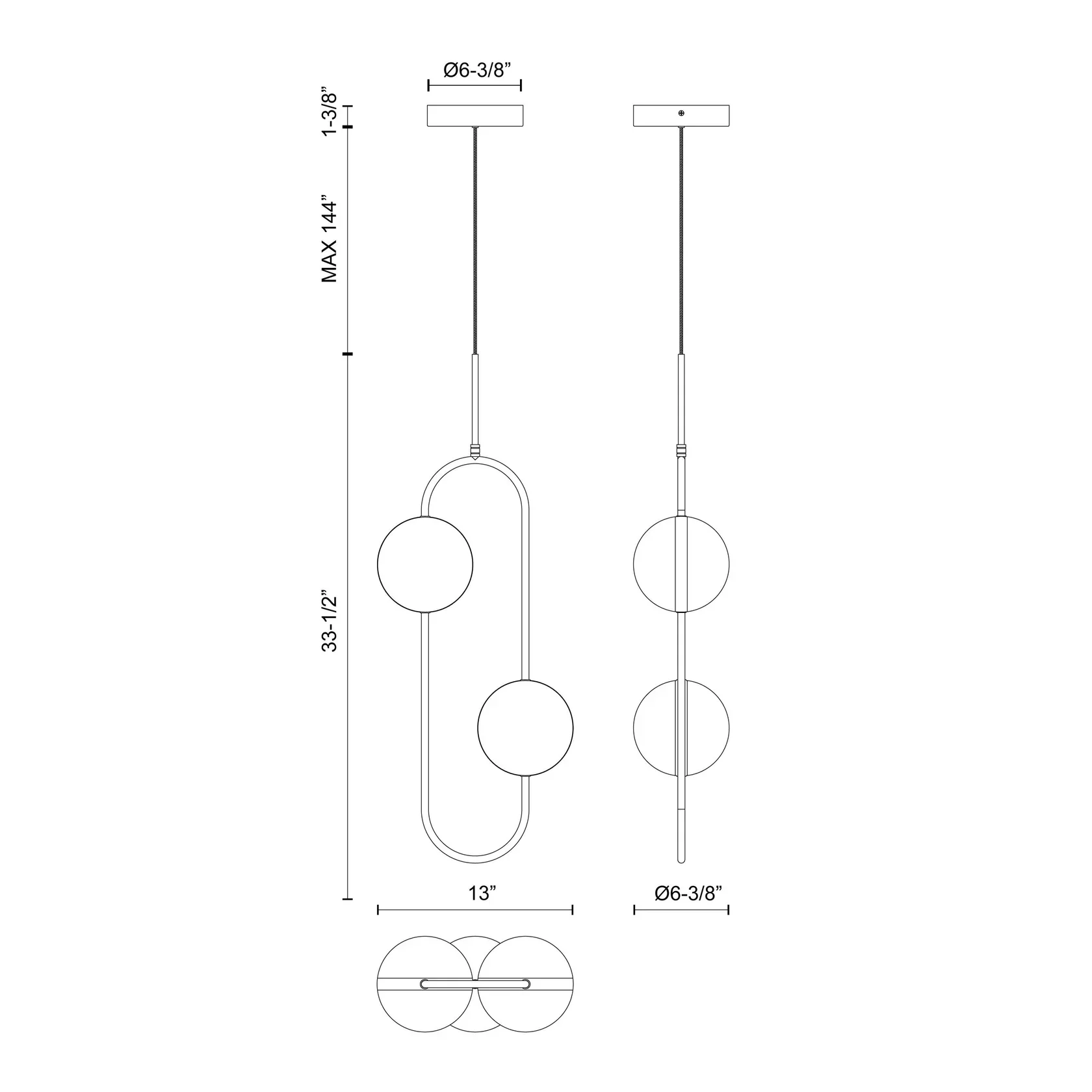 Tagliato 2 Head Pendant - Image 6