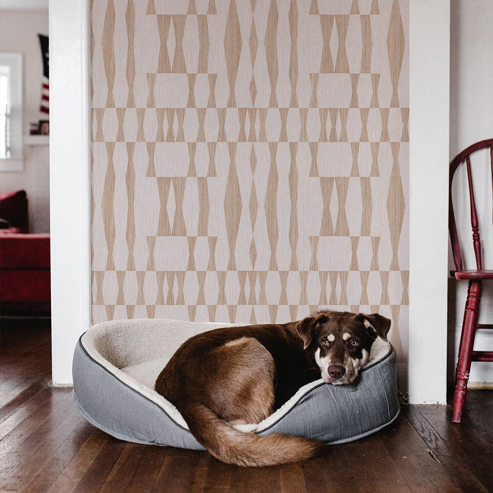 Faux Grasscloth Geo Peel and Stick Wallpaper - Image 2