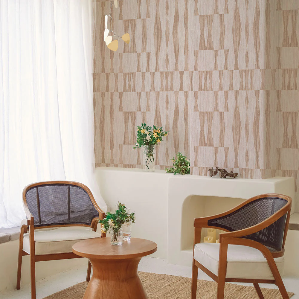 Faux Grasscloth Geo Peel and Stick Wallpaper - Image 5