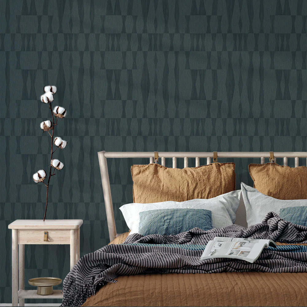 Faux Grasscloth Geo Peel and Stick Wallpaper - Image 9
